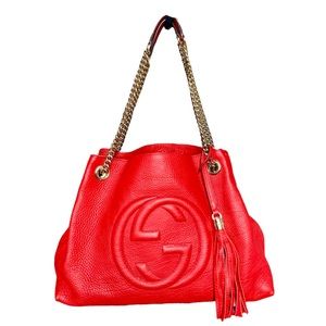 Red Gucci Chain Strap Bag - Authentic